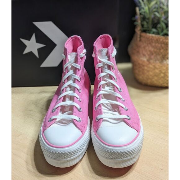 Converse Chuck Taylor All Star Lift Platform Oops Pink Retro Varsity Hi Tops W10 - Picture 5 of 13